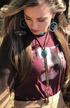 Leather Lady Concho Choker Rust & Turquoise Women's Western Necklace - American Outdoor Woman