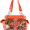 Rinestone Cross Camo Shoulder Bag Orange - American Outdoor Woman