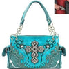 Concealed Carry Western Spiritual Rhinestone Studded Embroidery Shoulder Bag-Turquoise