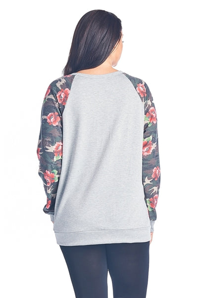 Pus Size Top with Camo Flower Top - American Outdoor Woman