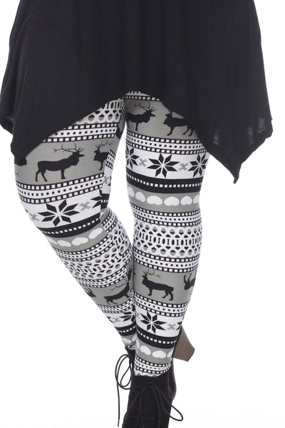 Grey/White Seasonal Leggings (Plus Size) - American Outdoor Woman
