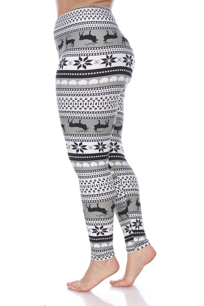 Grey/White Seasonal Leggings (Plus Size) - American Outdoor Woman