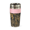 Pink-trimmed Camo Leather Travel Mug - American Outdoor Woman